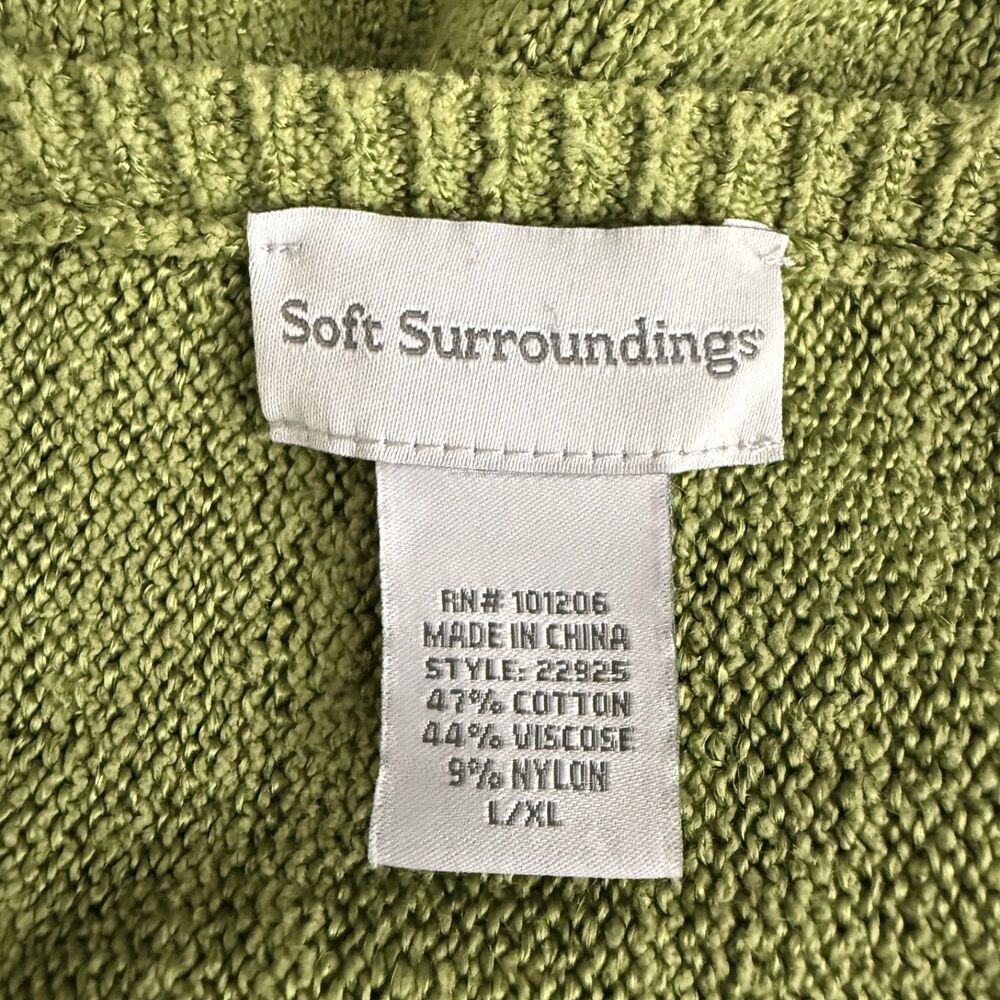 Soft Surroundings Women's L / XL Green 3/4 Sleeve Sweater w/ Pockets - Picture 6 of 7